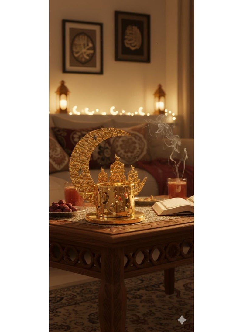 Ramadan decorations with distinctive lighting and design in a golden color. - Image 1